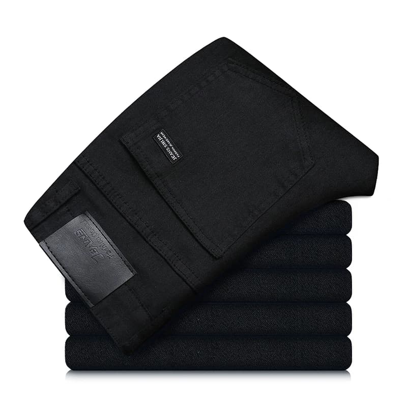 Pánské černé džíny rovný střih elastické pohodlné business kalhoty trendy styl
