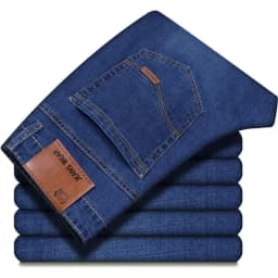 Pánské džíny slim fit stretch pohodlné business casual kalhoty rovný střih - náhled 3