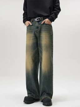 Pánské vintage džíny volného střihu 4 barvy streetwear denim kalhoty straight fit - náhled 2