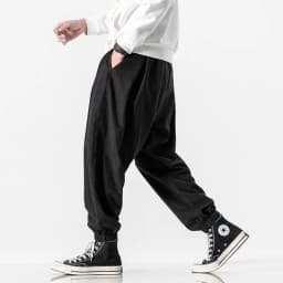 Pánské černé tepláky joggers streetwear kalhoty casual harem velkých velikostí M-5XL - náhled 6