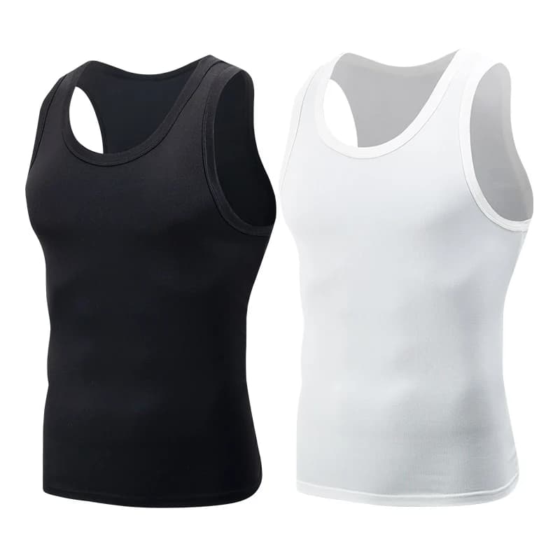 Pánské sportovní tílko černé bílé basic vest pro běh fitness volný čas velikost M-5XL