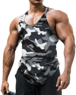 Pánská tenká maskáčová vesta na fitness trénink bez rukávů vintage sportovní oblečení - náhled 4