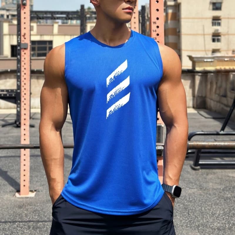 Pánské 3D potištěné fitness tílko bez rukávů - letní sportovní oblečení geometrie