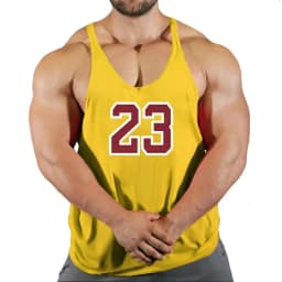 Pánské fitness tílko bavlněné pro cvičení kulturistiku gym bez rukávů - náhled 3