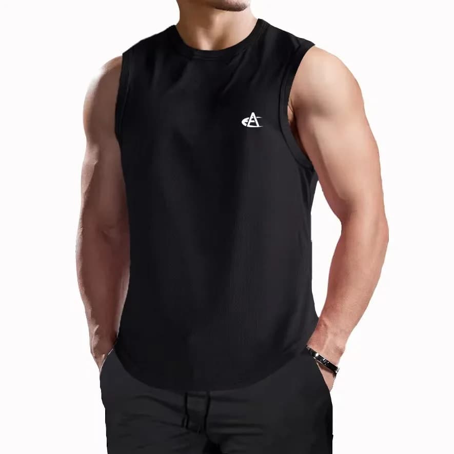 Pánské fitness tílko 3D potisk rychleschnoucí prodyšné sportovní tričko bez rukávů