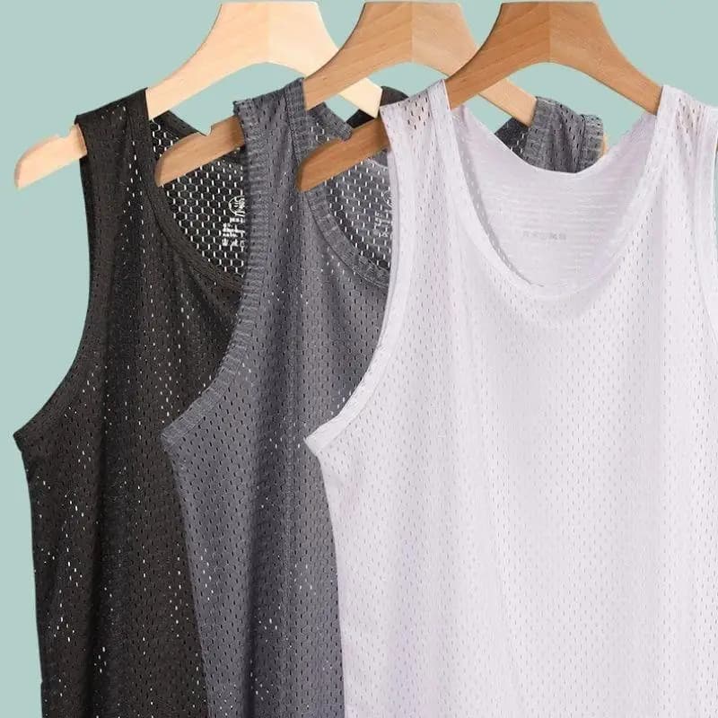 Pánské síťované tílko pro fitness rychleschnoucí prodyšné triko na cvičení bez rukávů