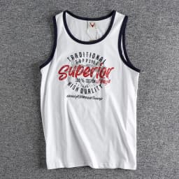 Pánské bavlněné tričko bez rukávů retro potisk sportovní casual vest - náhled 3