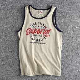 Pánské bavlněné tričko bez rukávů retro potisk sportovní casual vest - náhled 4