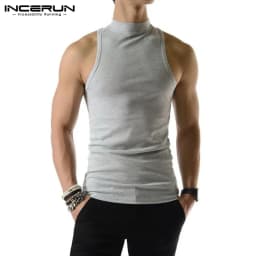 Pánské pletené vesty bez rukávů roláky jednobarevné letní casual oblečení S-5XL - náhled 5
