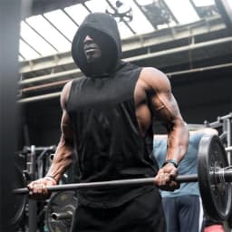 Pánská fitness košile s kapucí bez rukávů bavlna posilovna trénink sport 95 znaků - náhled 3