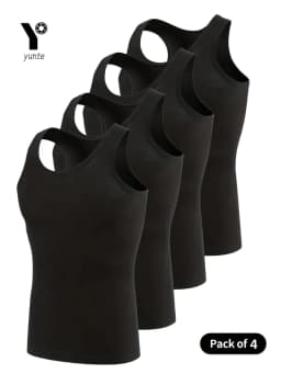 Pánská sportovní vesta 4ks černá rychleschnoucí polyester fitness běh trénink - náhled 2