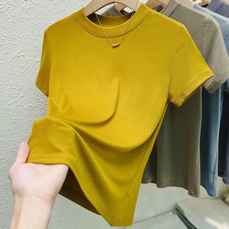 Dámské tričko s krátkým rukávem - casual bavlněné tričko letní plus size oblečení