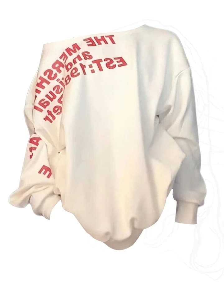 Dámské oversized tričko s dlouhým rukávem streetwear Y2K potisk podzim zima