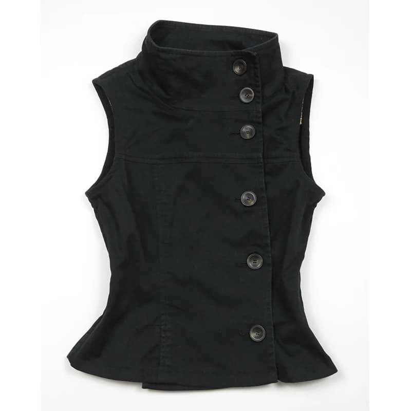 Dámské crop top tričko bez rukávů s rolákem - Y2K streetwear gothic punk styl