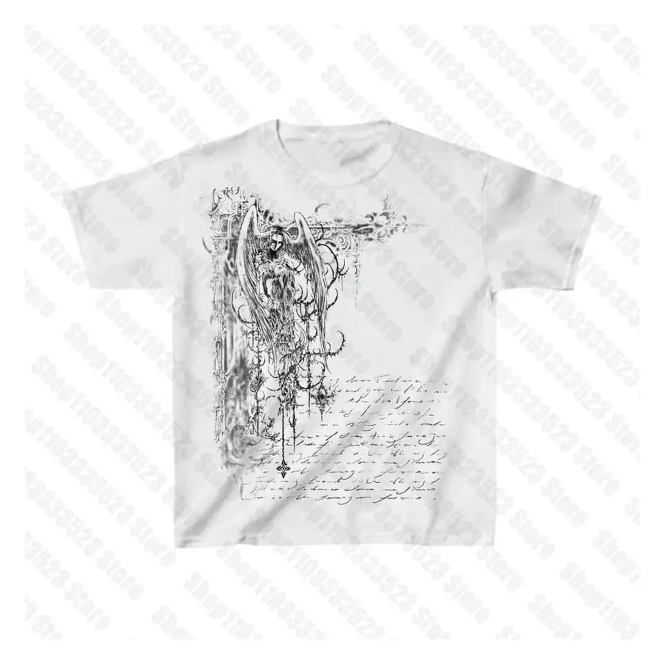 Dámské crop top tričko s potiskem retro Y2K streetwear krátké sexy tričko slim fit