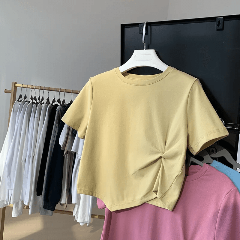 Dámské krátké tričko s vysokým pasem a krátkým rukávem trendy crop top