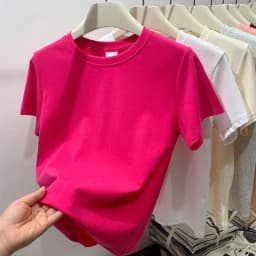 Dámská bavlněná trička létní casual unisex topy streetwear basic solid tričko 2025 - náhled 6