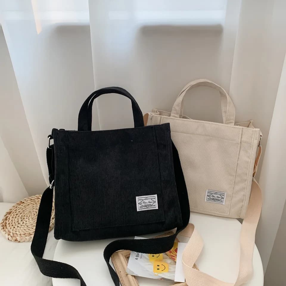 Manšestrová crossbody kabelka dámská čtvercová casual taška přes rameno cestovní