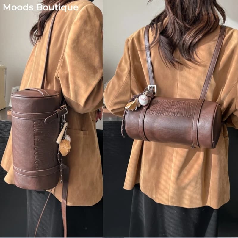 Dámská víceúčelová válcovitá kabelka přes rameno s přívěskem zimní crossbody taška