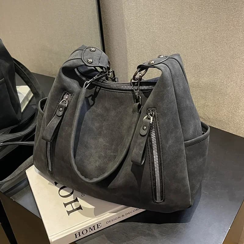 Dámská crossbody kabelka z matné PU kůže - velká kapacita, retro design, přes rameno