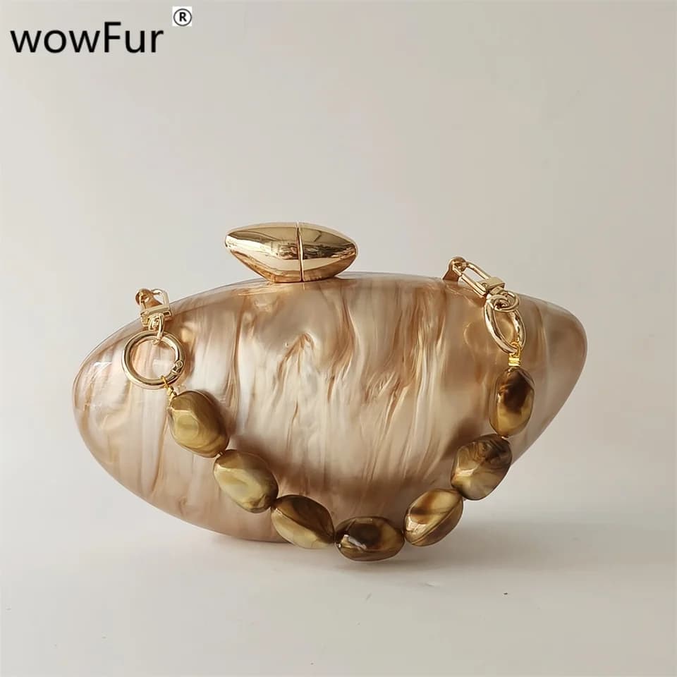 Perlová hnědá mramorová akrylová kabelka na večírky svatby elegantní clutch kabelka