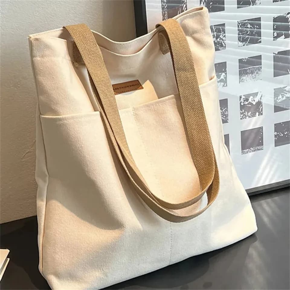 Dámská plátěná taška velká kapacita elegantní praktická kabelka na cestování práci