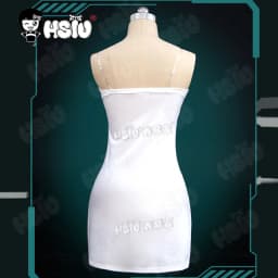 Bílé šaty s krátkou černou parukou pro anime cosplay kostým dívčí outfit - náhled 7