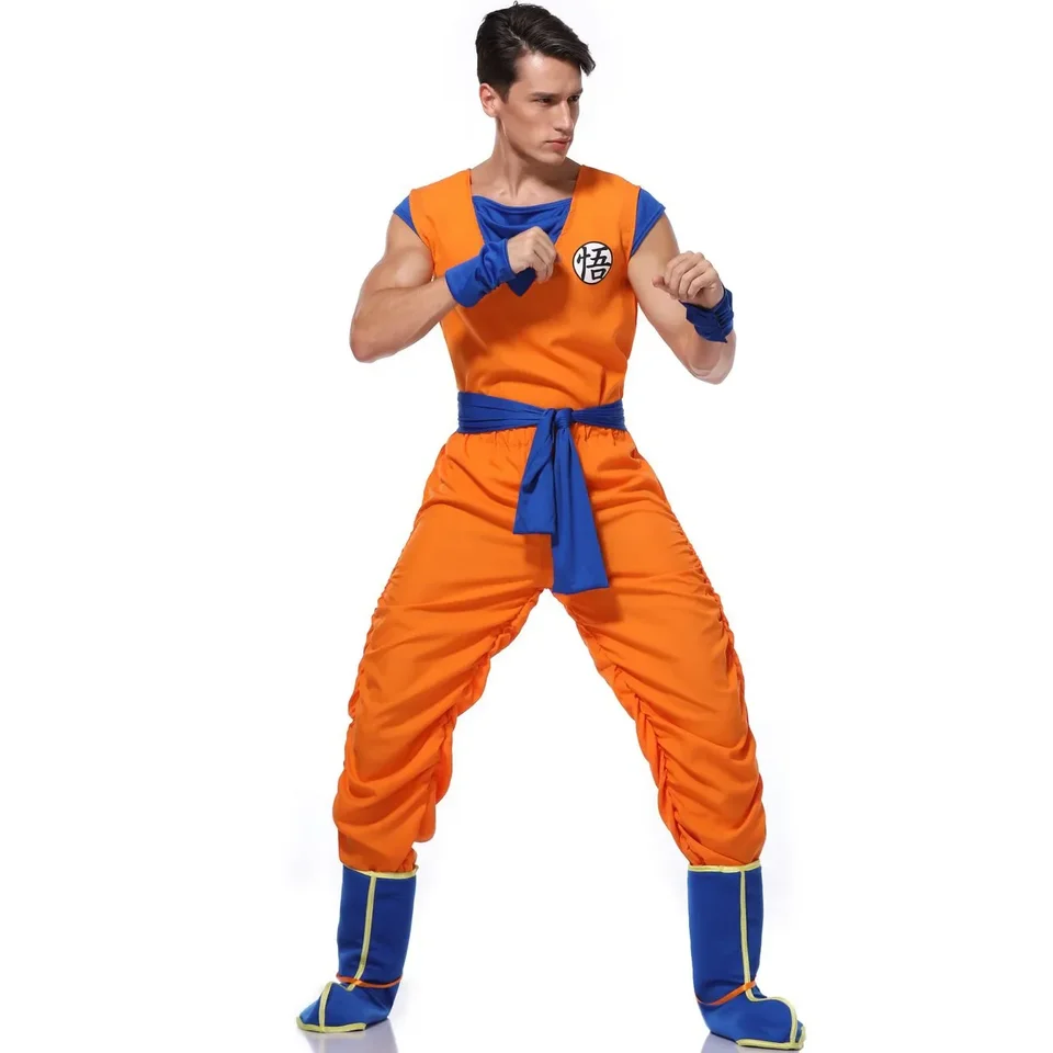 Pánský kostým Son Goku anime cosplay oranžový overal Halloween superhrdina roleplay