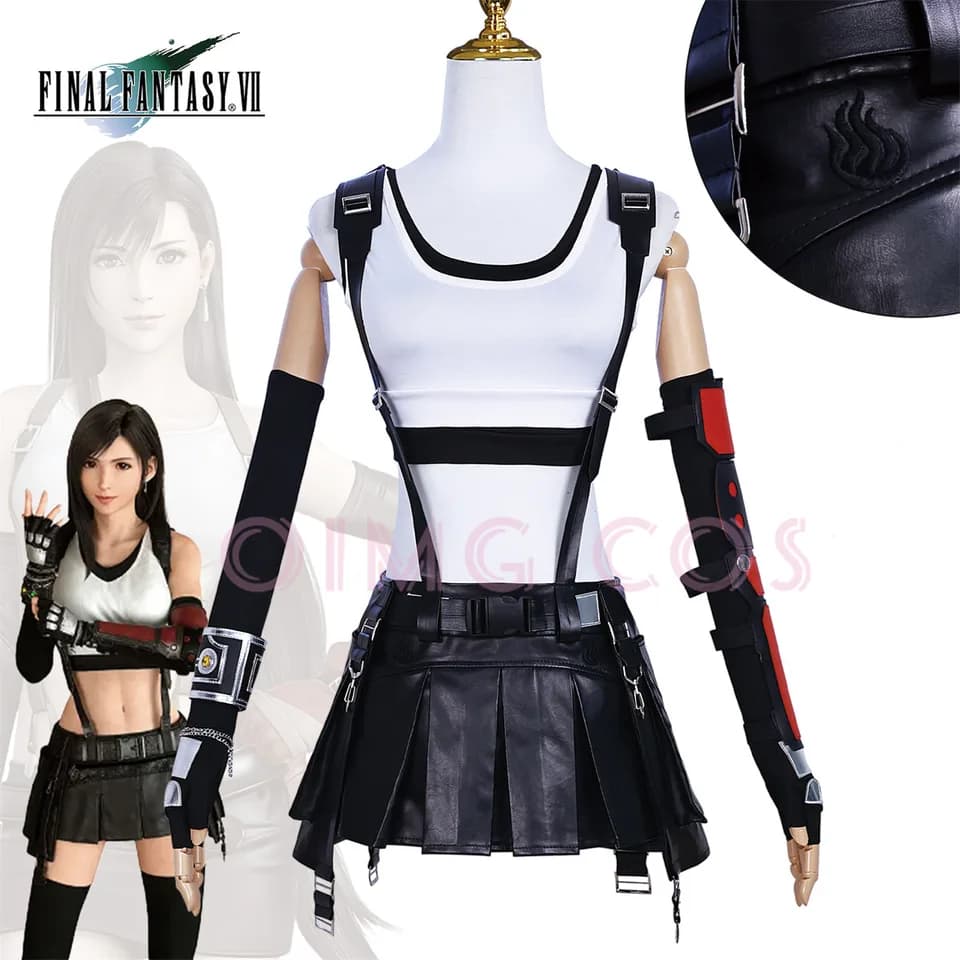 Anime kostým Tifa Lockhart dámský cosplay uniforma paruka Halloween karneval