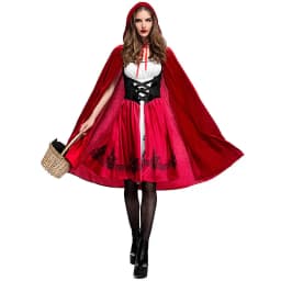 Červená Karkulka kostým pro dospělé - moderní divadelní šaty s šátkem na cosplay - náhled 3