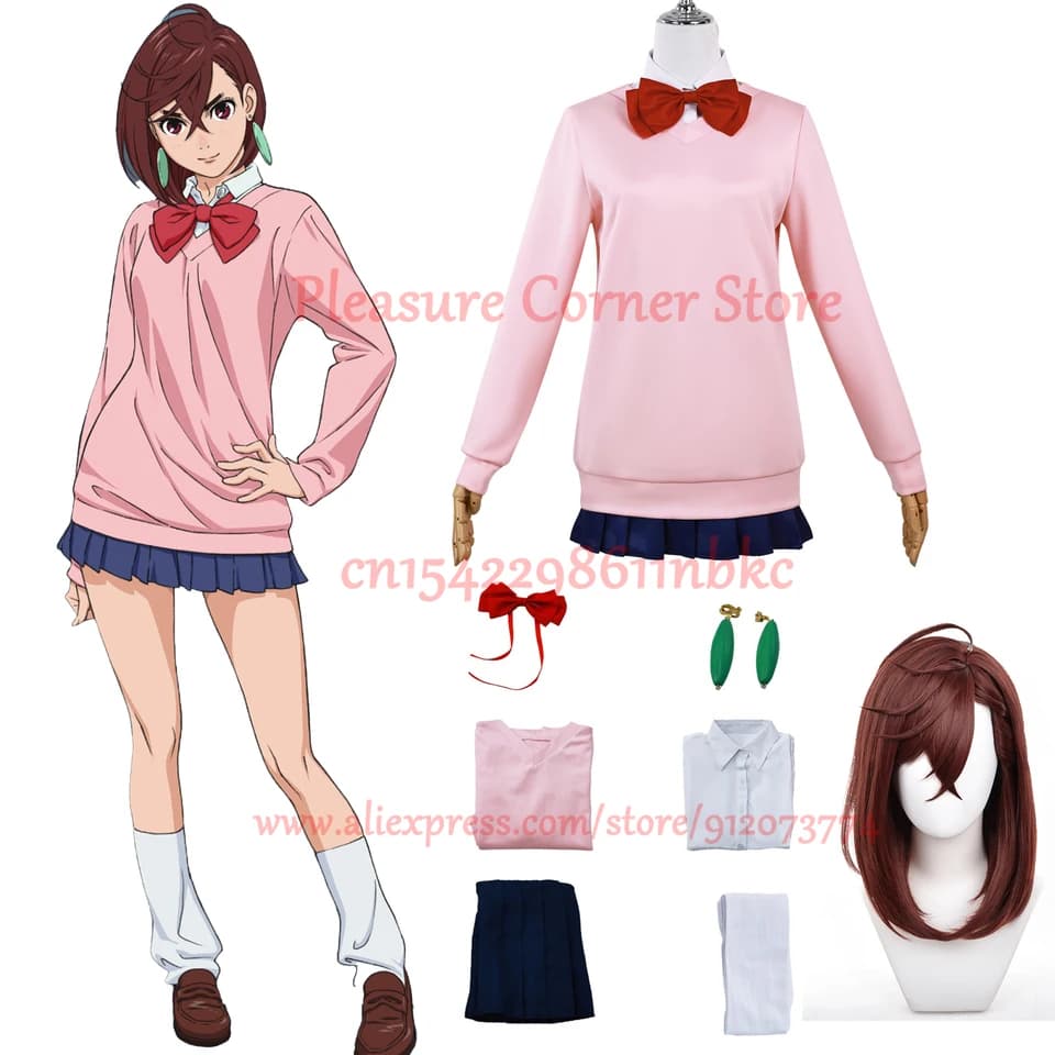 Anime Dandadan Momo Ayase Cosplay Kostým - Kompletní Set Uniforma Košile Sukně Ponožky