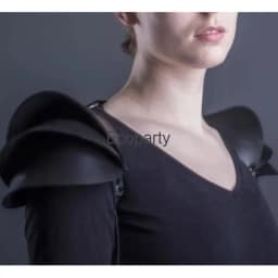 Středověká gotická ramenní zbroj černá PU kůže cosplay kostým LARP rytíř válečník - náhled 5