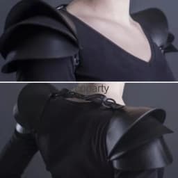 Středověká gotická ramenní zbroj černá PU kůže cosplay kostým LARP rytíř válečník - náhled 6