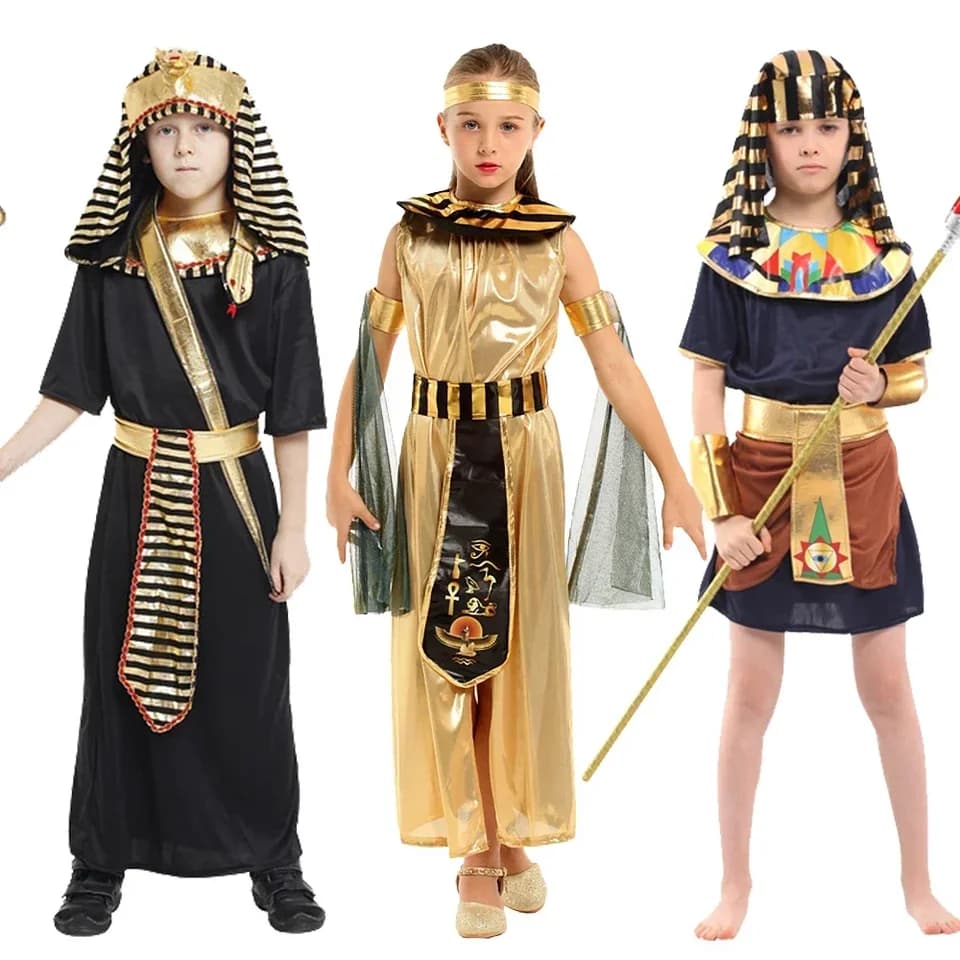 Dětský kostým egyptského faraona Kleopatry prince princezny pro cosplay a karnevaly