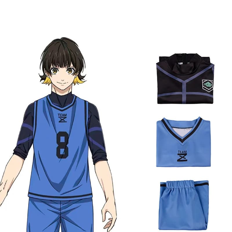Fotbalový dres cosplay kostým modrý sportovní oblečení souprava pro muže ženy anime