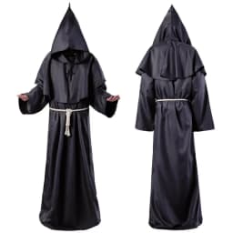 Středověký mnišský hábit s kapucí - kostým čaroděje pro Halloween a cosplay - náhled 5