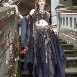 Dívčí elfí šaty s motýlími rukávy - orientální princezna kostým hanfu styl - náhled 4