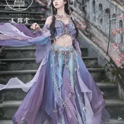 Dívčí elfí šaty s motýlími rukávy - orientální princezna kostým hanfu styl - náhled 5