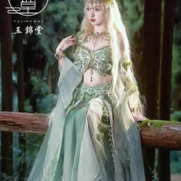 Dívčí elfí šaty s motýlími rukávy - orientální princezna kostým hanfu styl - náhled 3