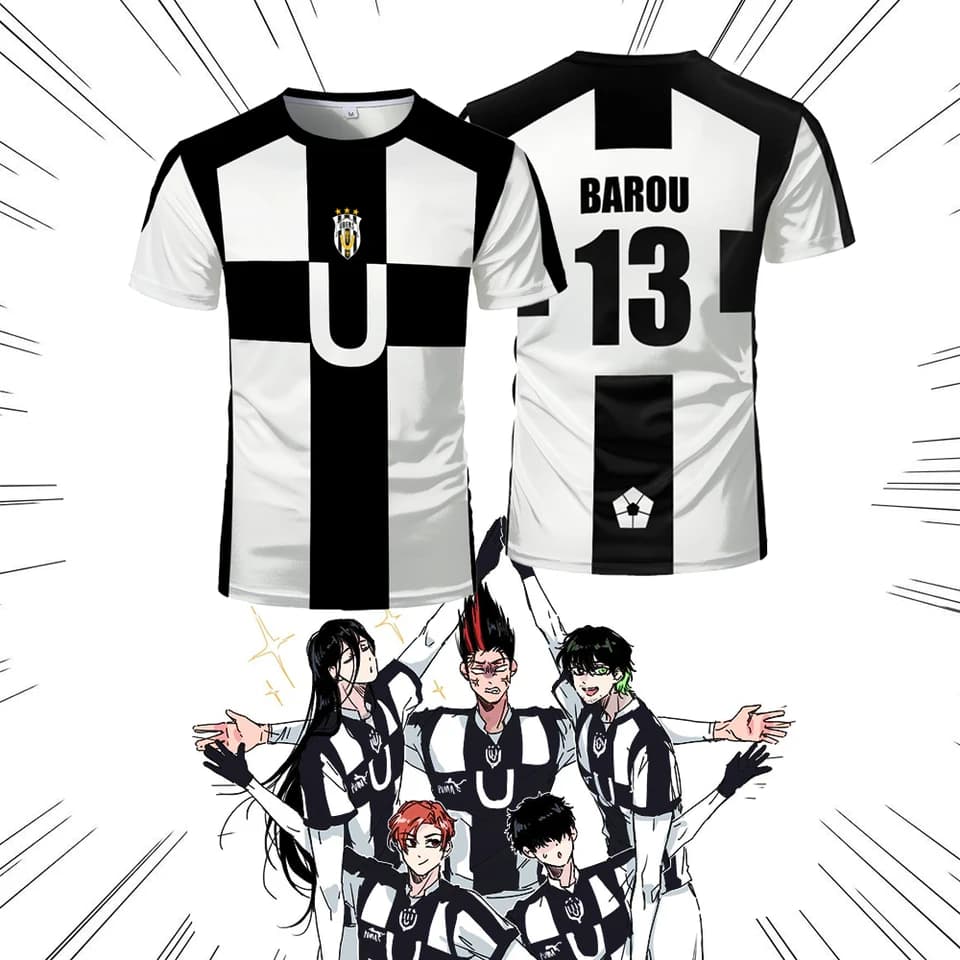 Pánské anime fotbalové tričko Blue Lock cosplay dres letní vzor tee shirt