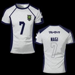Pánské dámské fotbalové tričko Blue Lock Anime Nagi krátký rukáv sportovní top casual - náhled 2