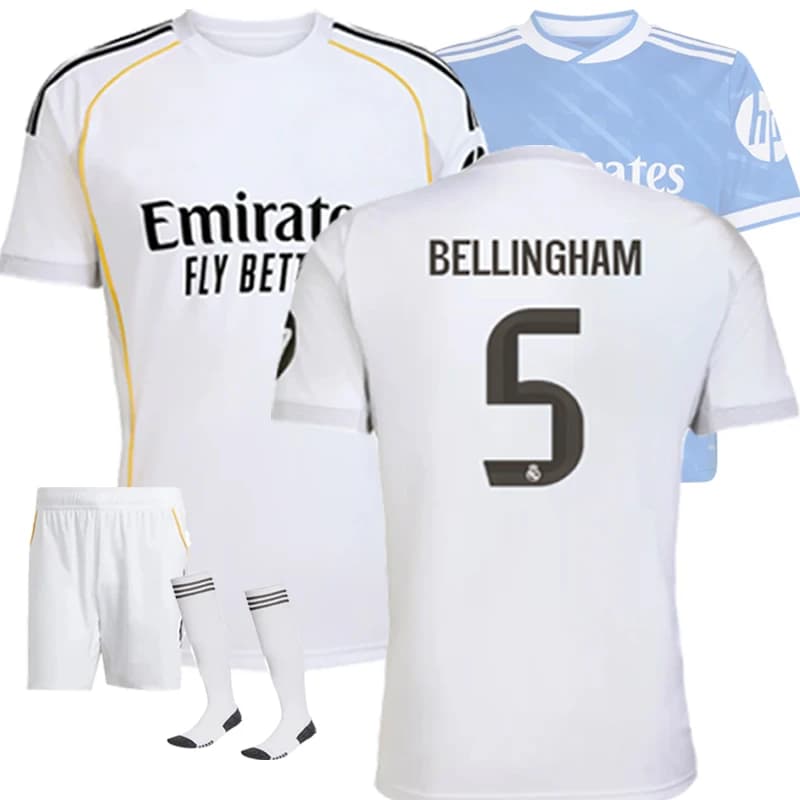 Dětský i dospělý fotbalový dres domácí sada 2025-2026 bílý kompletní set velikosti