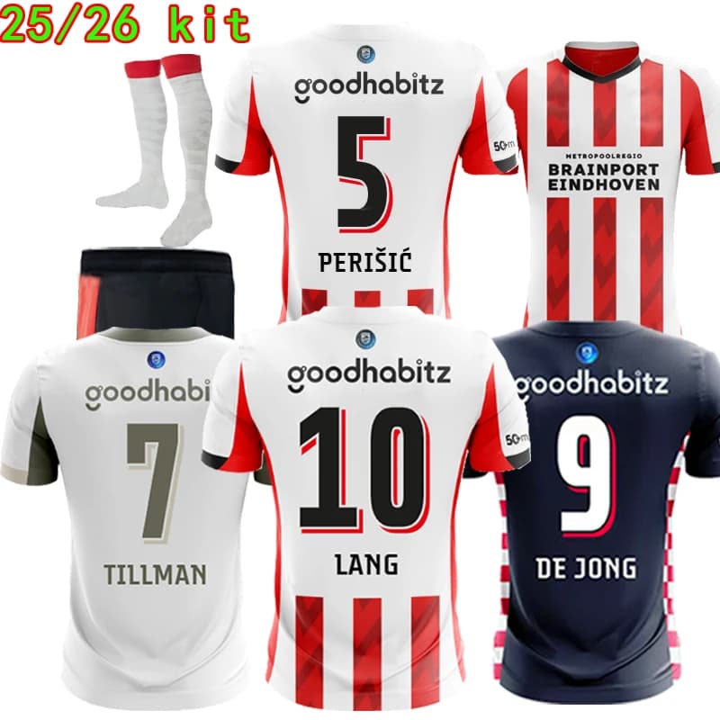 Dětský fotbalový dres PSV 2025/26 kompletní sada třikot kraťasy štulpny