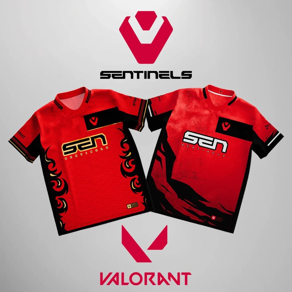 Esports Jersey Valorant VCT Profesionální Liga Uniform Pánské Dámské Tričko Tým Sentinels