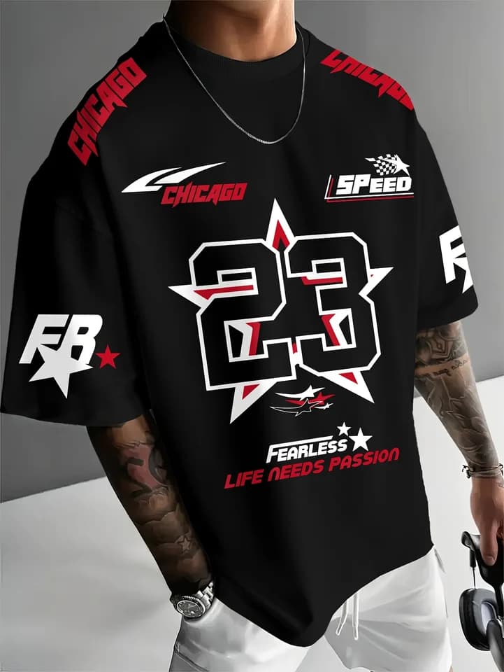 Sportovní dres číslo 23 unisex tričko s krátkým rukávem oversized letní tee