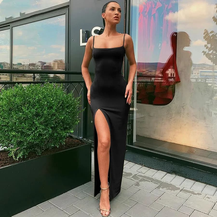 Letní dámské šaty Y2K slim fit s odhalenými zády a elegantním výstřihem v módním stylu