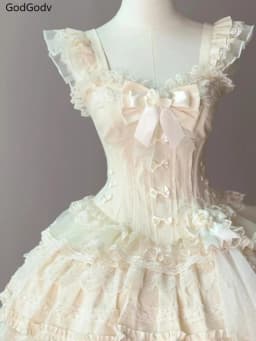 Dámské vintage šaty s krajkou a mašlí - elegantní letní Party šaty ve stylu Princess Lolita - náhled 4