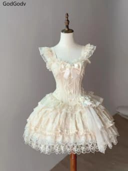 Dámské vintage šaty s krajkou a mašlí - elegantní letní Party šaty ve stylu Princess Lolita - náhled 3