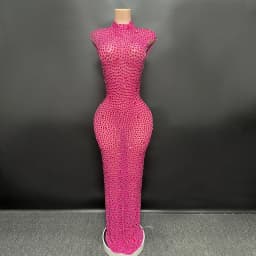 Luxusní krystalové společenské šaty na ples dlouhé večerní elegantní šaty pro nevěstu - náhled 2
