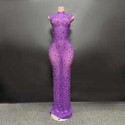 Luxusní krystalové společenské šaty na ples dlouhé večerní elegantní šaty pro nevěstu - náhled 6